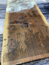 Load image into Gallery viewer, Laser engraved clouds and wildflowers